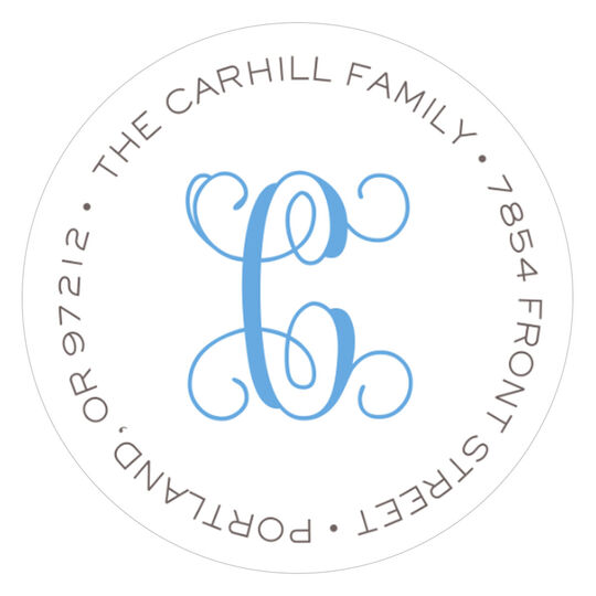 Blue Clean and Simple Initial Round Address Labels